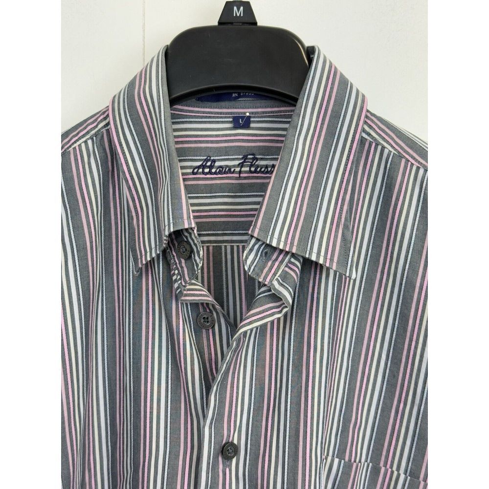 ALAN FLUSSER‎ Shirt Mens L Multicolor Striped Long Sleeve Button  100% Cotton - Picture 2 of 6